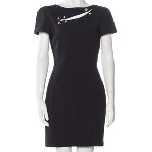 versus dress black Halter Tea Length Dress  BCBGMAXAZRIA
